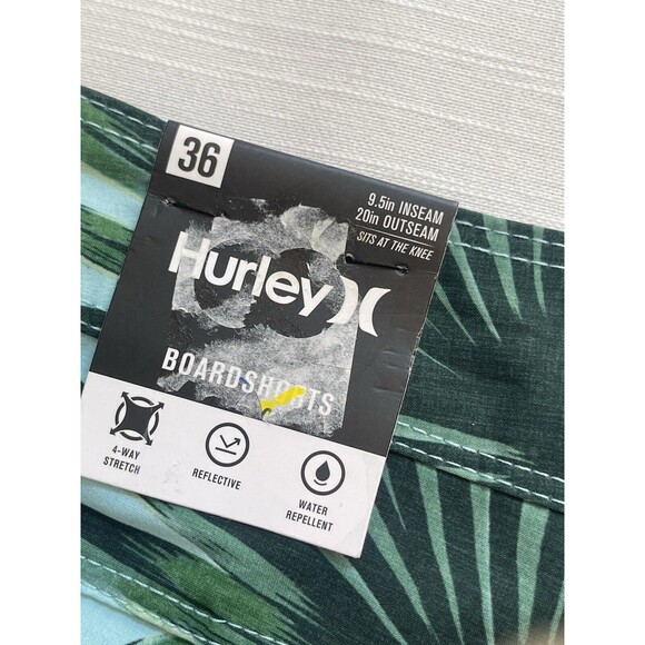 Hurley Men’s Turquoise Hibiscus Boardshort Sz 36 New - Picture 9 of 10